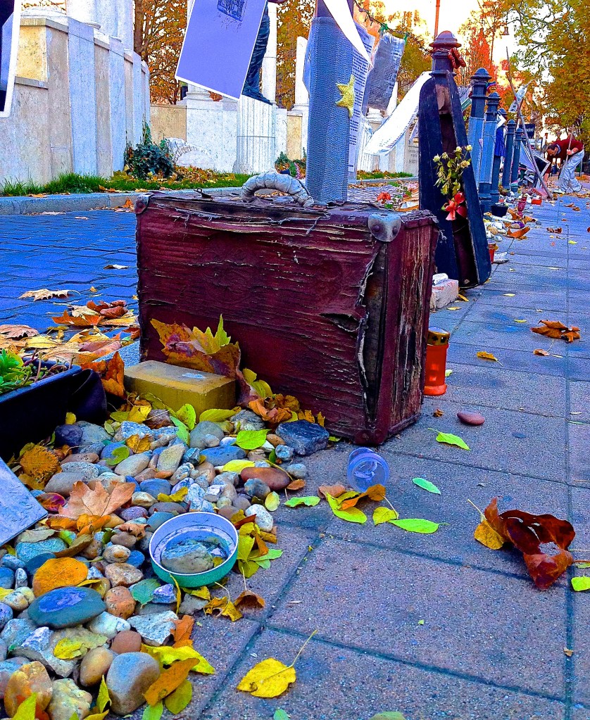 Personal items belonging to Holocaust victims outside Freedom Square