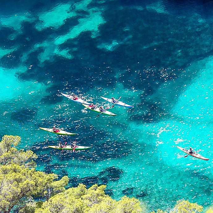Kayaking in the water near Calanque d'en Vau
